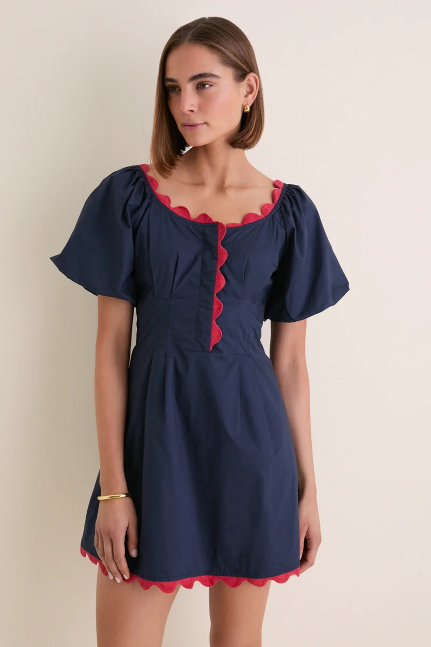 Tuckernuck Navy and Red Ric Rac Daley Mini Dress